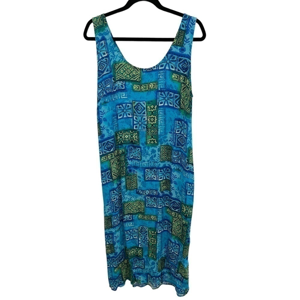 K Petite Vintage Tropical Hawaiian Print Maxi Dress Back Zipper Tags Missing